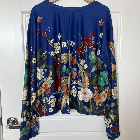 Johnny Was Active Teebee Step Hem Long Sleeve Tee Shirt W Flyaway Back Size XXL - Picture 4 of 5